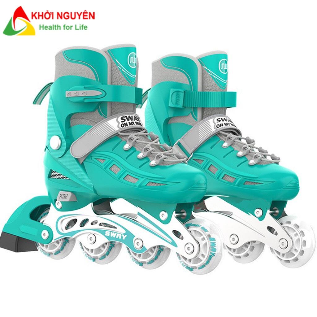 Giày trượt patin trẻ em cao cấp SWAY bánh cao su sáng led tặng kèm bảo hộ chân tay |KHỞI NGUYÊN SPORT|