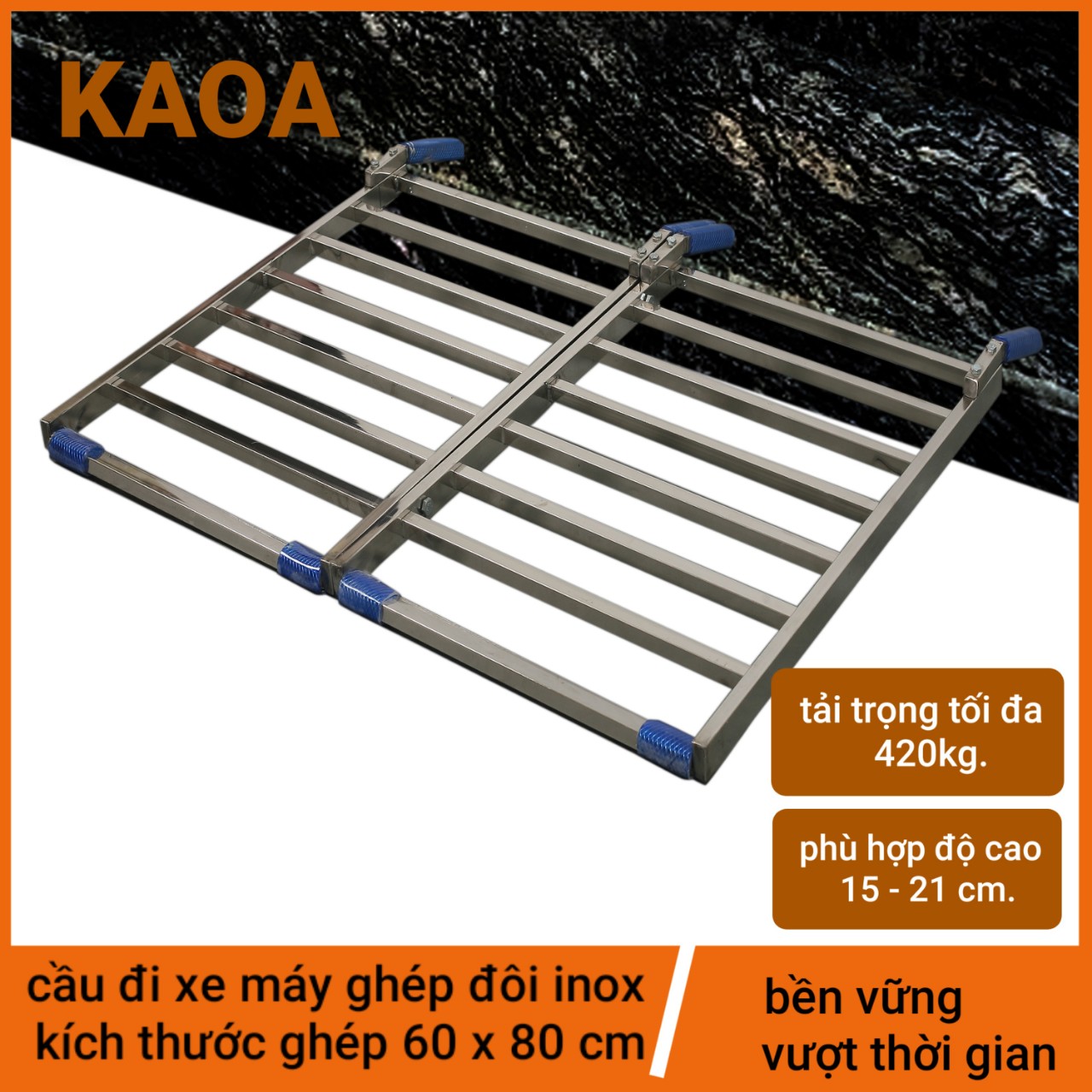 CẦU ĐI XE MÁY GHÉP ĐÔI INOX . kt 60x80