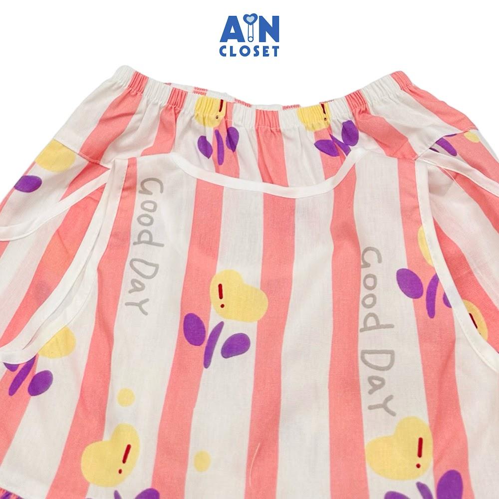 Bộ quần áo Ngắn bé gái họa tiết Hoa May Mắn Kẻ Hồng Cotton - AICDBGQSV8JH - AIN Closet