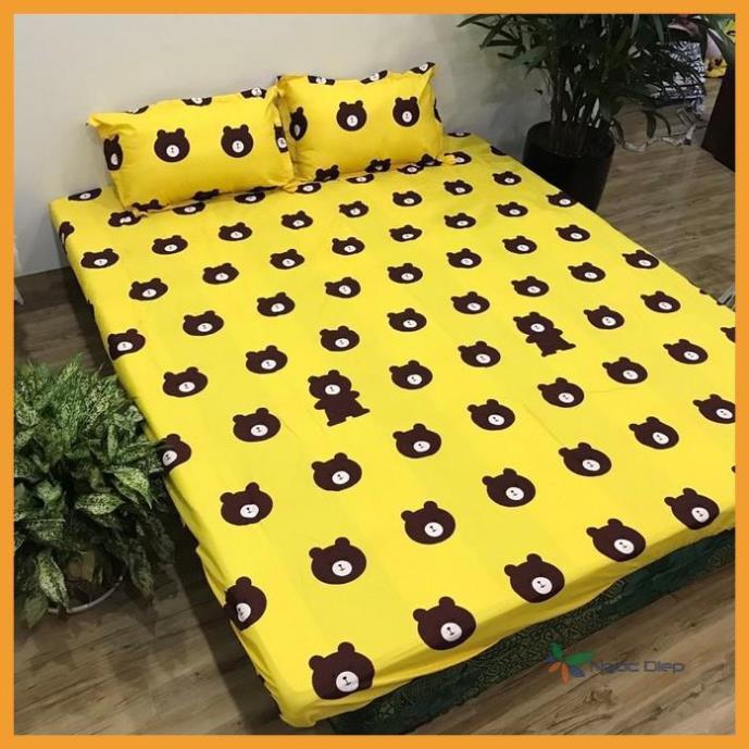 Bộ ga gối poly cotton gấu vàng