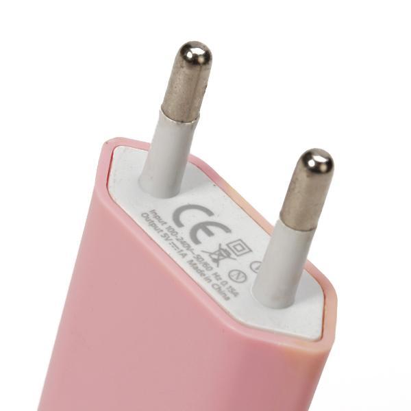 USB AC Power Adapter Wall Charger with EU Plug for iPhone iPod - Pink