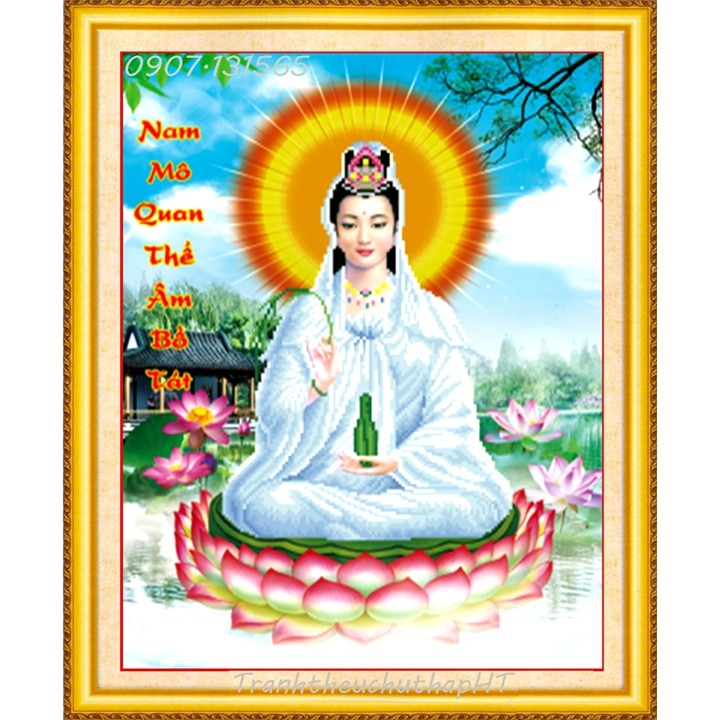 Tranh thêu chữ thập QUAN ÂM (46*57cm) chưa thêu