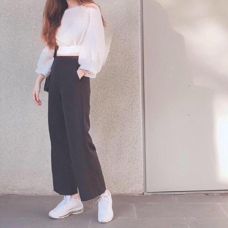 Áo croptop nơ lưng tay phồng (10 màu)