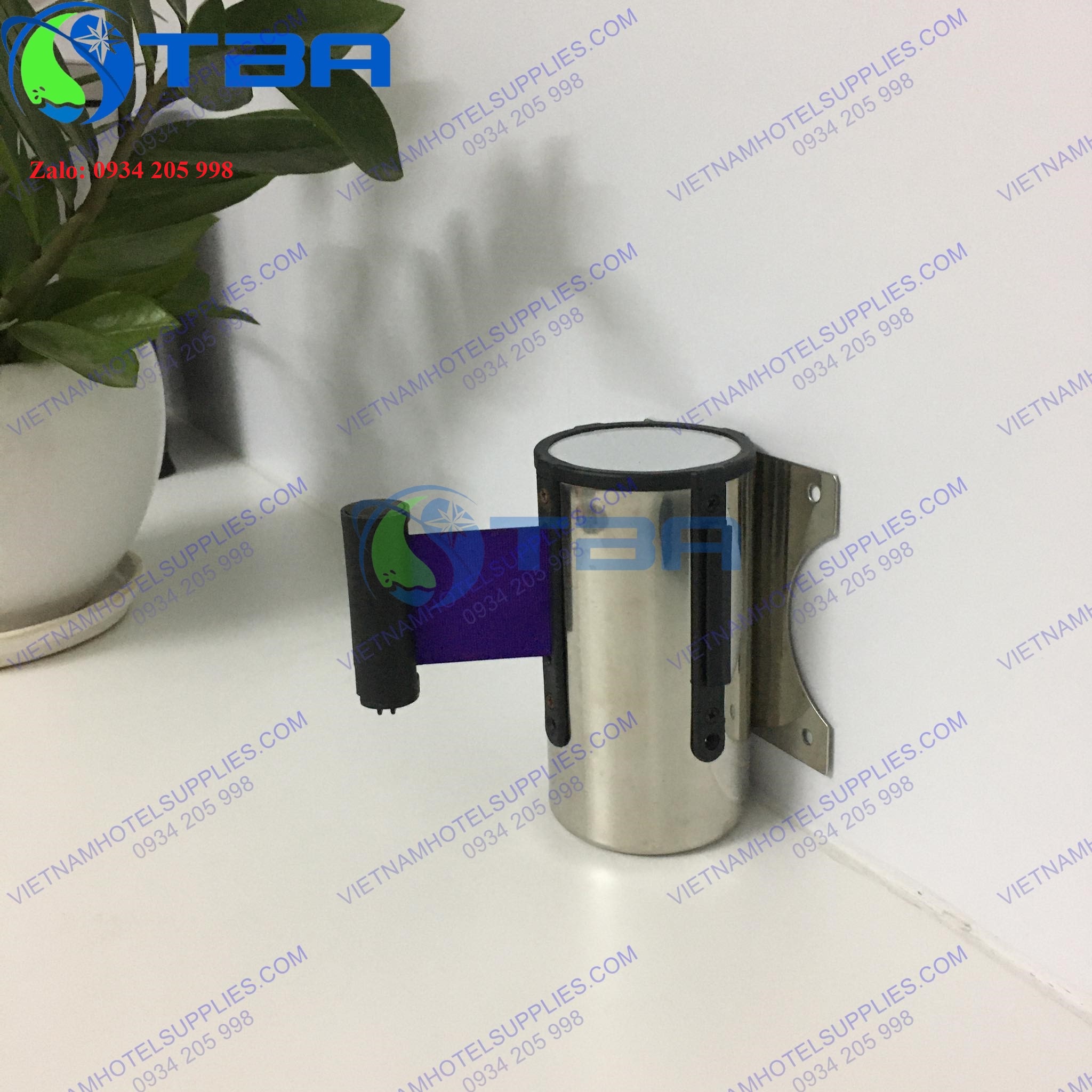 Trụ chắn gắn tường 5m inox dây căng màu tím chất lượng cao