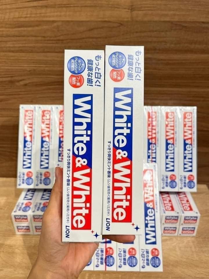 set 5 tuýp KEM ĐÁNH RĂNG WHITE &amp; WHITE LION NHẬT BẢN 150g
