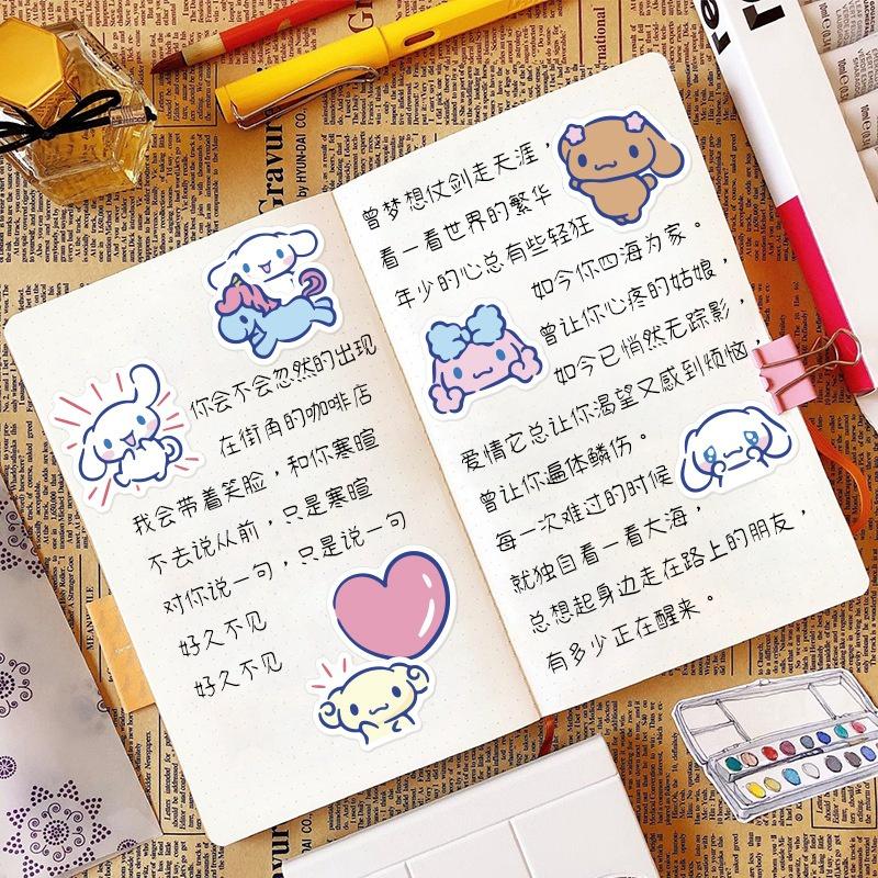 SANRIO Bộ 40 Miếng Dán Trang Trí Sổ Tay Hình Cinnamoroll Dễ Thương Chống Thấm Nước