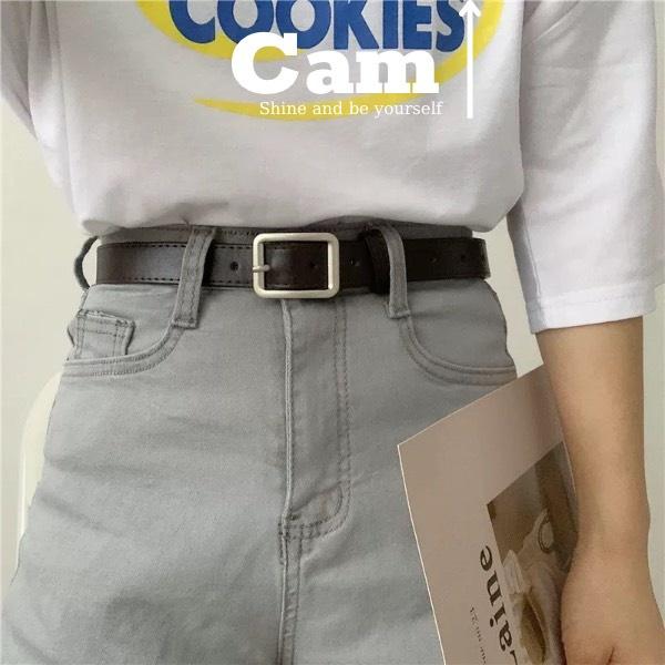 Thắt lưng nam nữ Sơn Tùng 2.3 cm, Camcamvintage dây nịt nam mặt chữ nhật, dây nịt thắt lưng nữ nam bản nhỏ kiểu Hàn Quốc