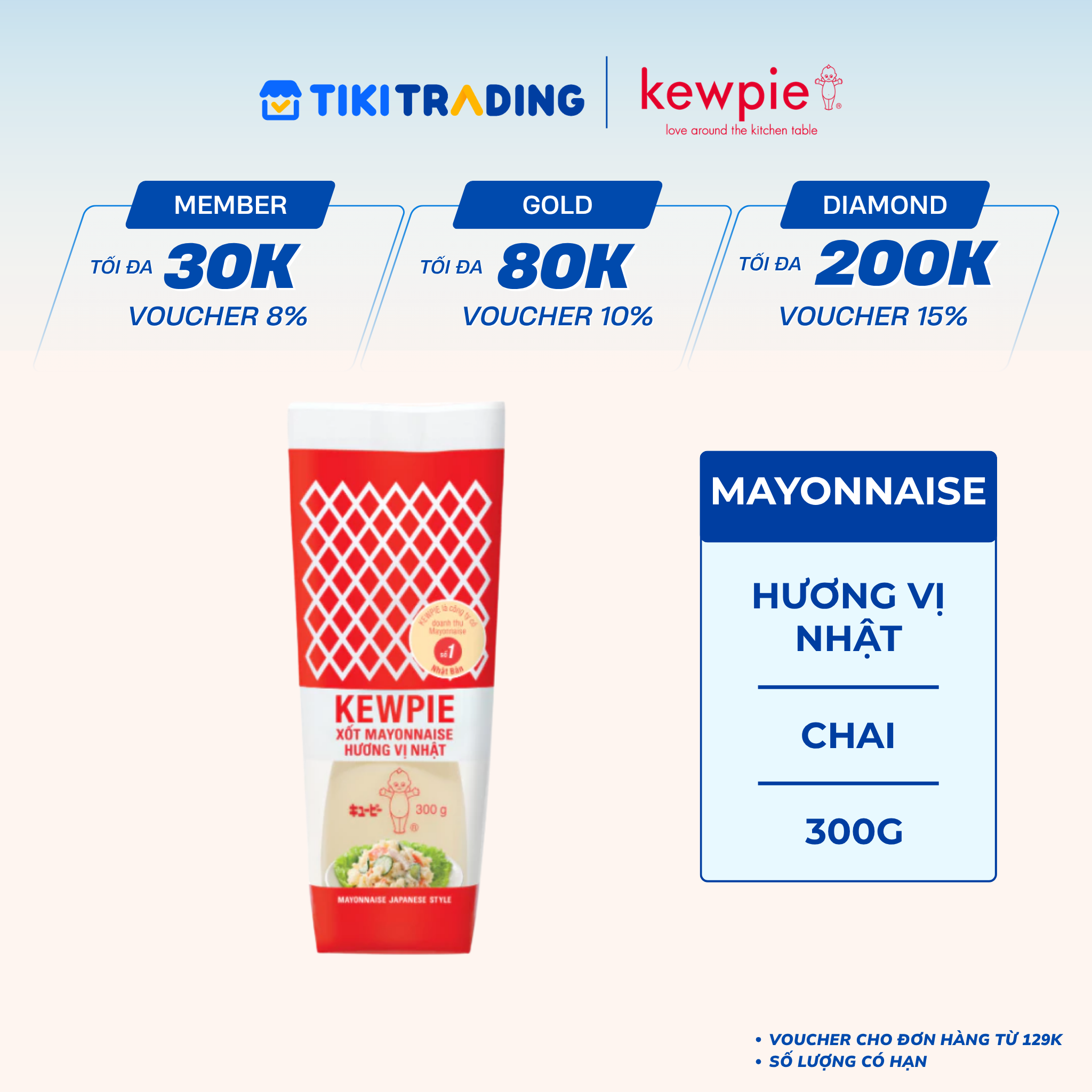 Xốt Mayonnaise Kewpie Hương vị Nhật 300g