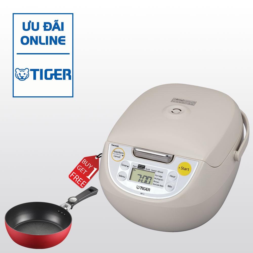 MUA 1 TẶNG 1 Nồi cơm điện tử Tiger 4 trong 1 JBV-S18W (1.8L) NHẬN 1 CHẢO NHÔM POONGNYUN SERWP(IH)-28B - Hàng chính hãng