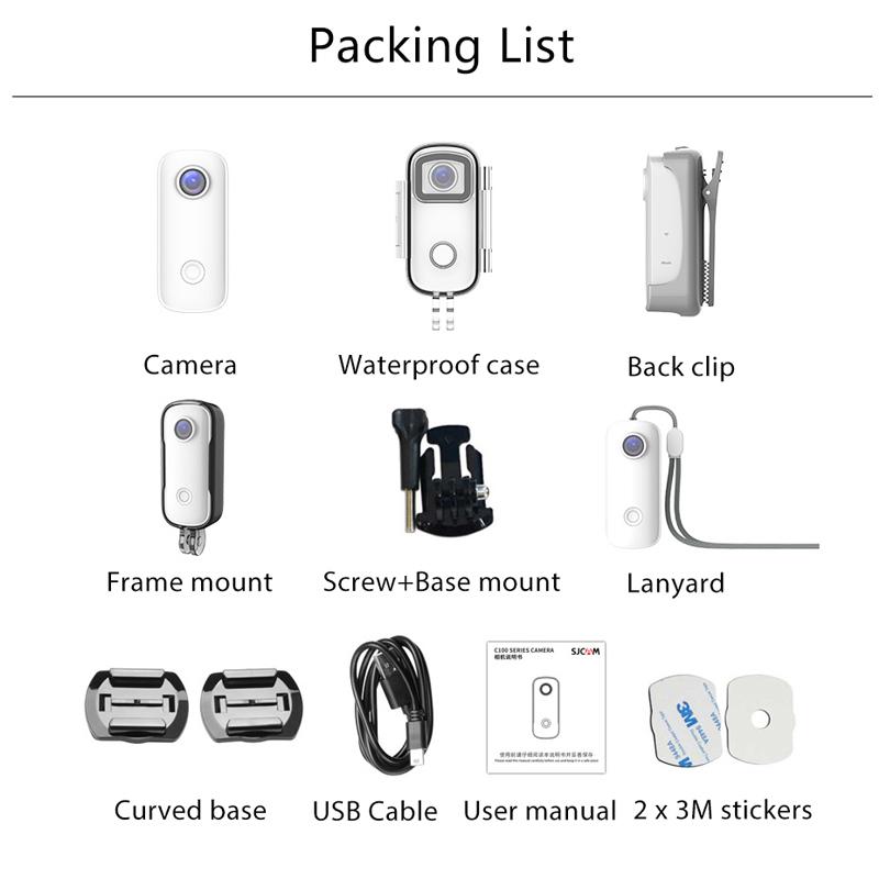 SJCAM C100plus Thumb Camera Mini 1080p30fps / 4K30fps H.265 12MP 2.4G Máy ảnh hành động thể thao chống thấm nước WiFi