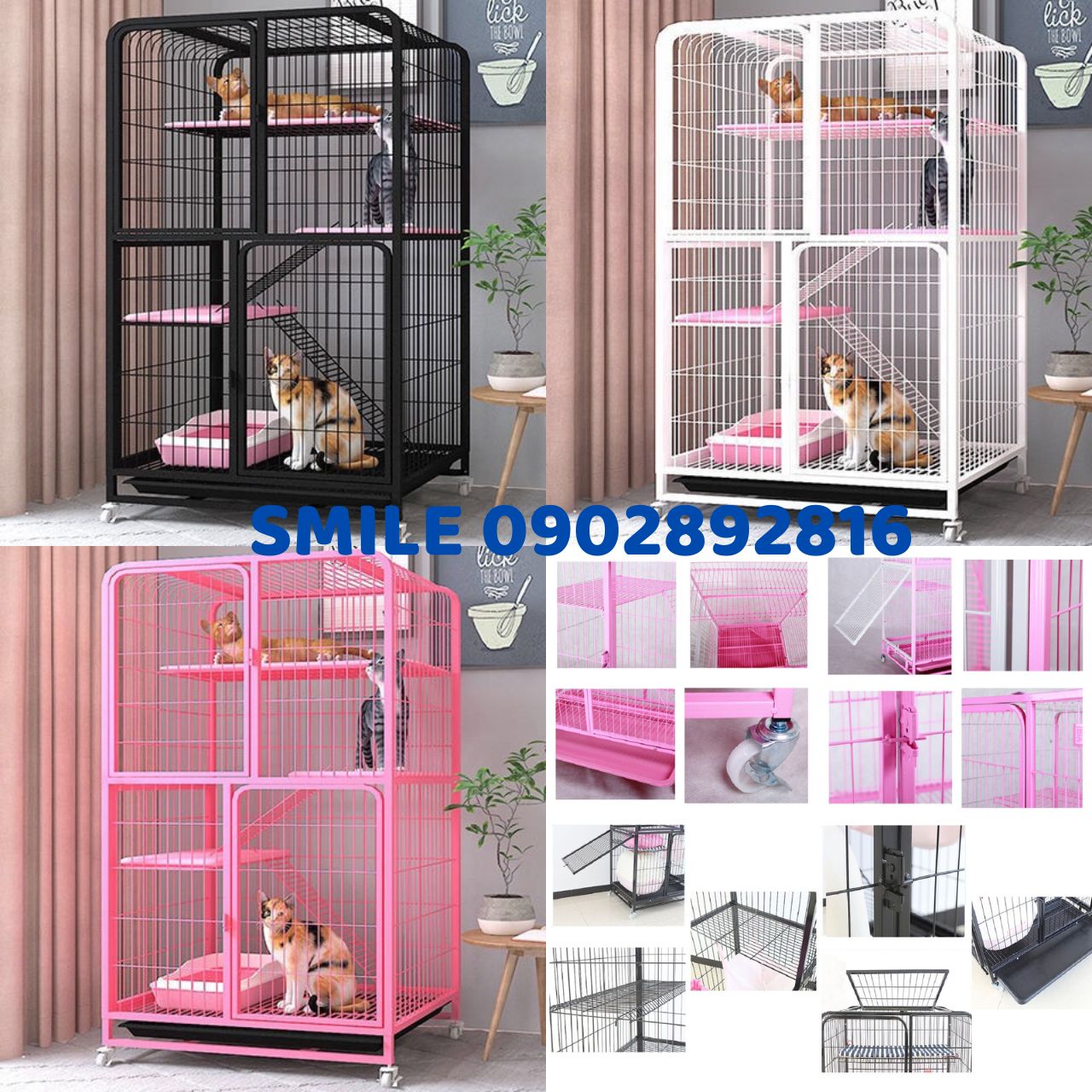 Chuồng Mèo 2 Tầng, 3 Tầng Nan Ống Cao Cấp Siêu Dày Size Đại - Cam kết giống hình 100%