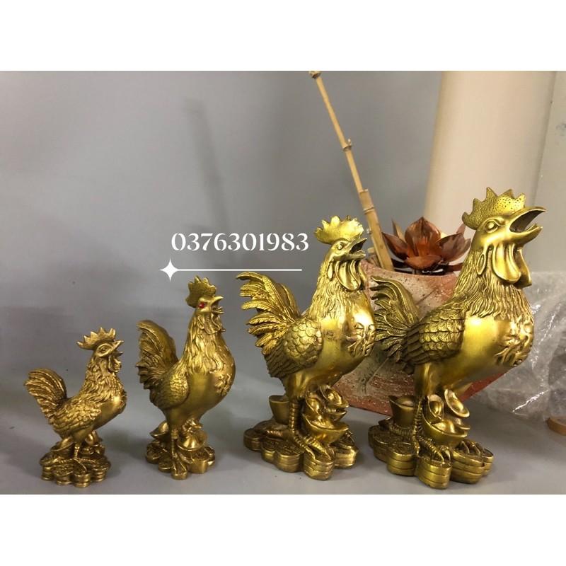Con gà trống đồng thau vàng cao 20cm