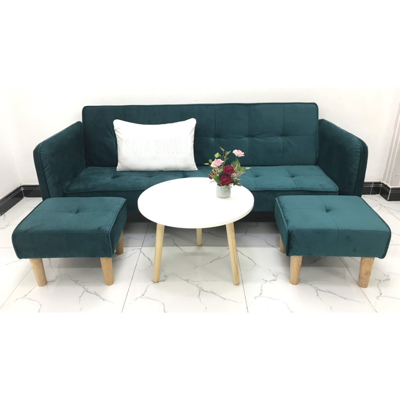 Bộ ghế sofa giường sofa bed tay vịn phòng khách salon sivali01 sopha