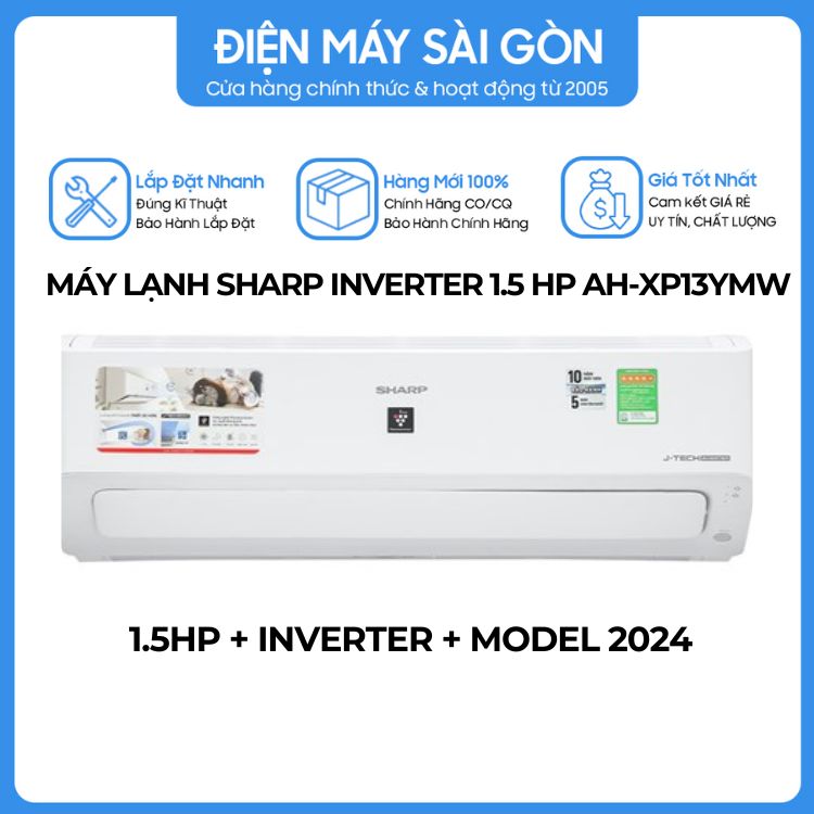 Máy lạnh Inverter Ion Sharp 1.5hp AH-XP13YMW-Hàng chính hãng