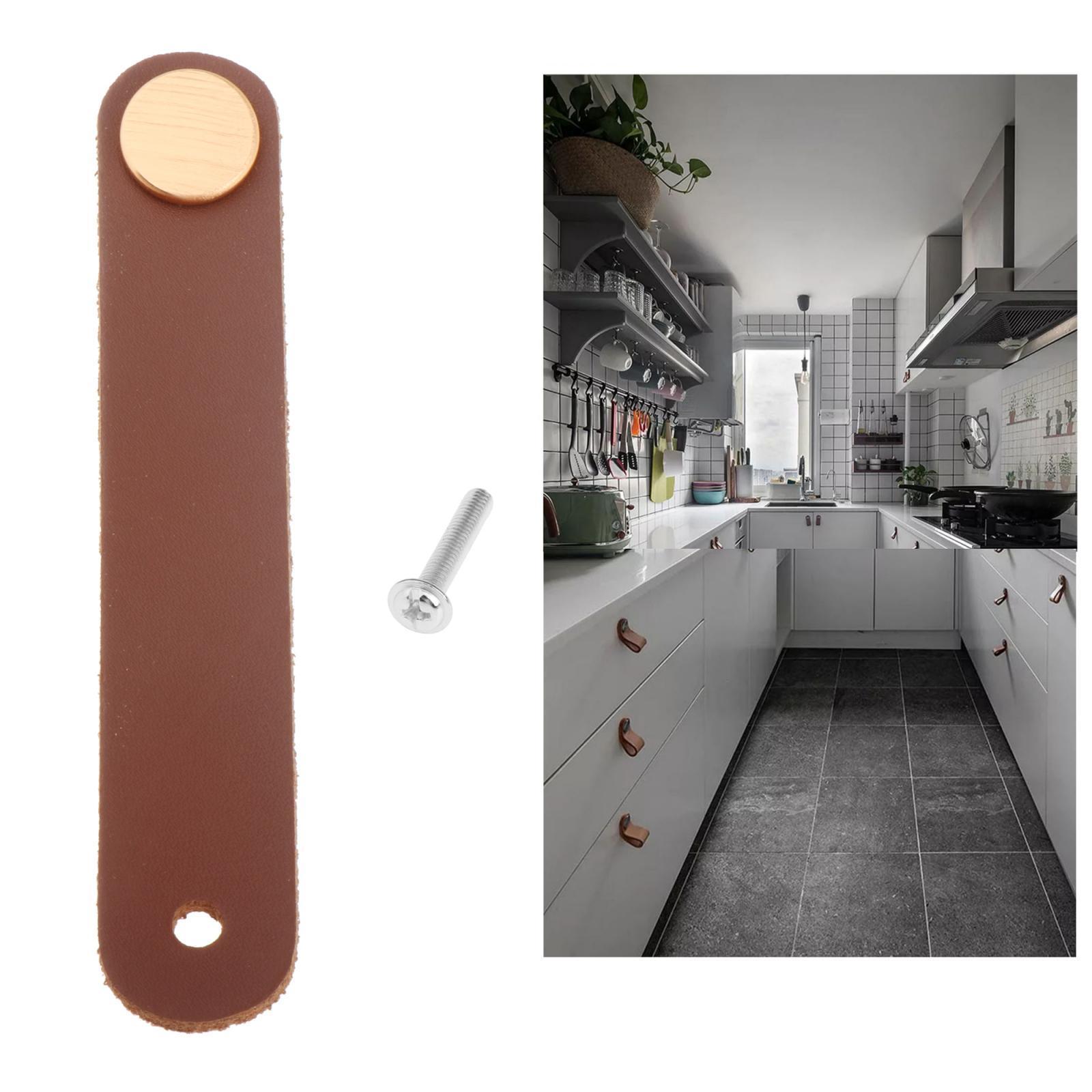 5-23pack Leather Furniture Handle Pull With Screws Cabinet Door Knobs Hardware