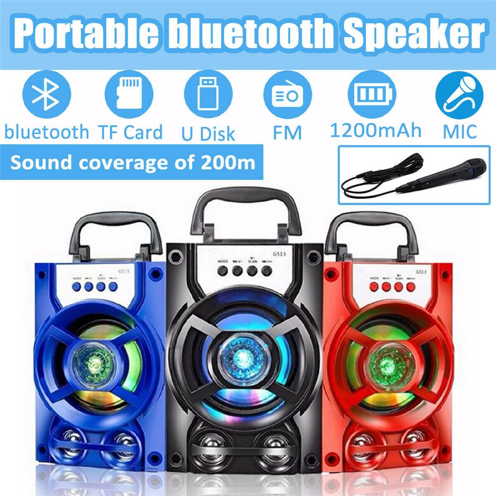Loa bluetooth di động với mics subwefer led spofer stereo có thể sạc lại của nhóm karaoke có thể hỗ trợ TF USB FM Color: Black with mic