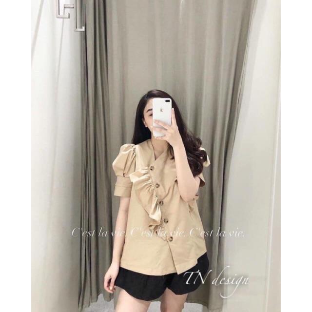 Sơ mi khuy bèo lệch TN