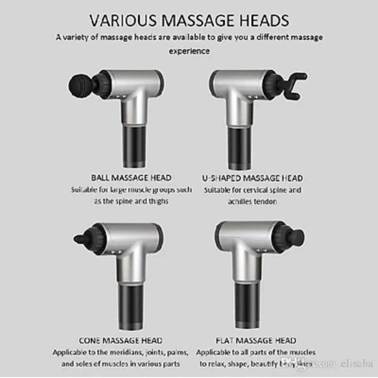 Súng Massage Trị Liệu Toàn Thân - SM 405 - 4 đầu 6 cấp độ giúp cơ thể thư giãn sảng khoái