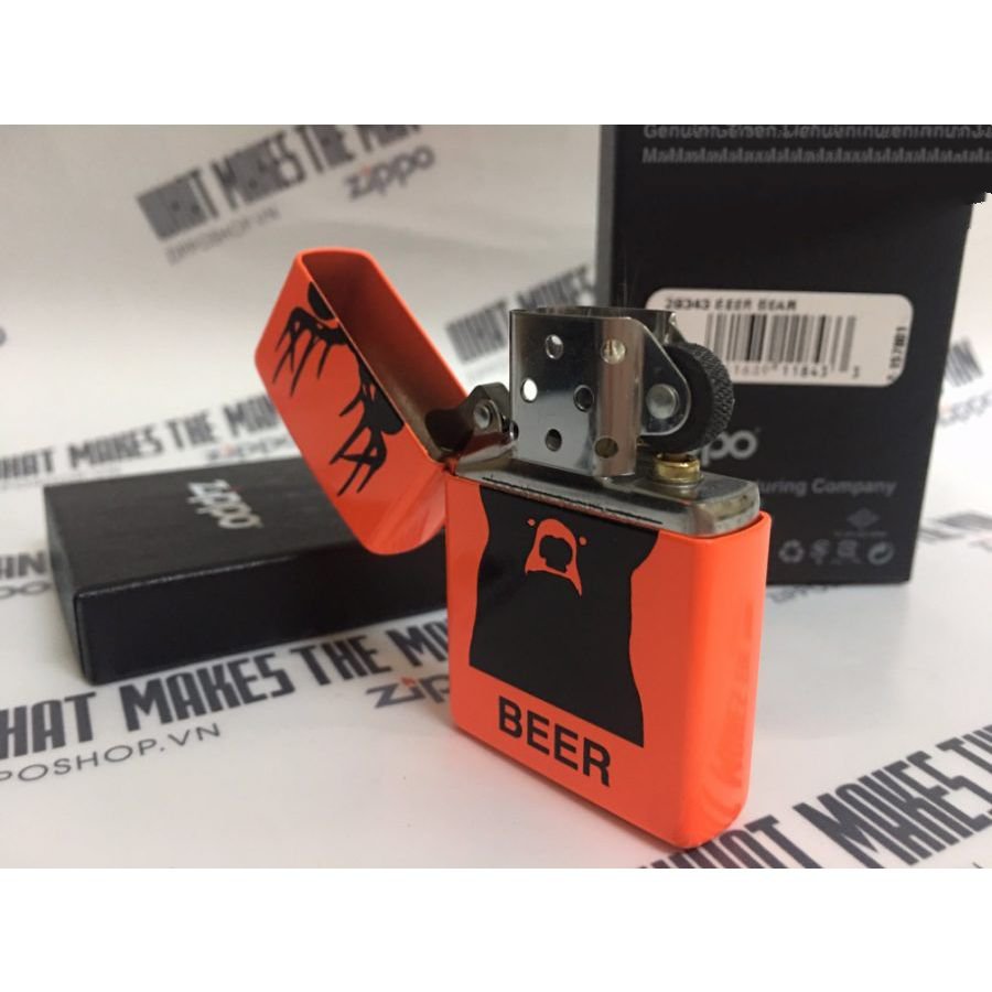 Bật Lửa Zippo Beer Bear Neon Orange Chính Hãng Usa