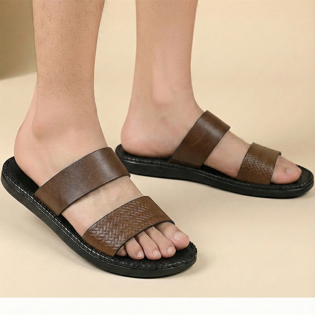 Dép Nam Quai Ngang HA NAM Da Bò Thật Cao Cấp DNA22044