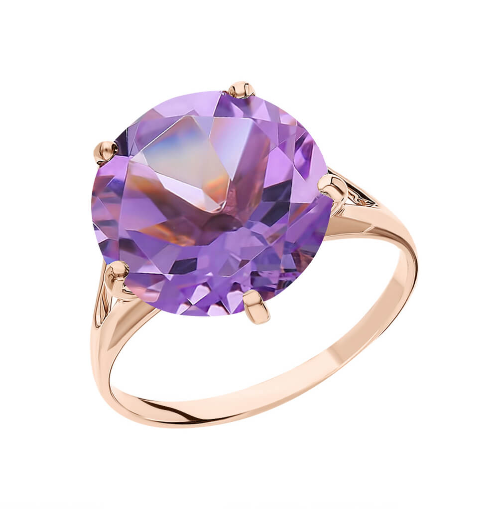 Nhẫn vàng 14KR đính đá chủ Amethyst thiên nhiên - MOON Jewelry