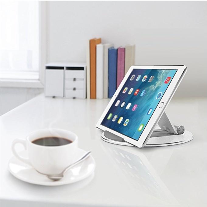 Giá Đỡ Điện Thoại Máy, iPadTính Bảng Chất Liệu Hợp Kim Nhôm Hai Trục Xoay - Đế Silicon Chống Trơn Trượt Trầy Xước