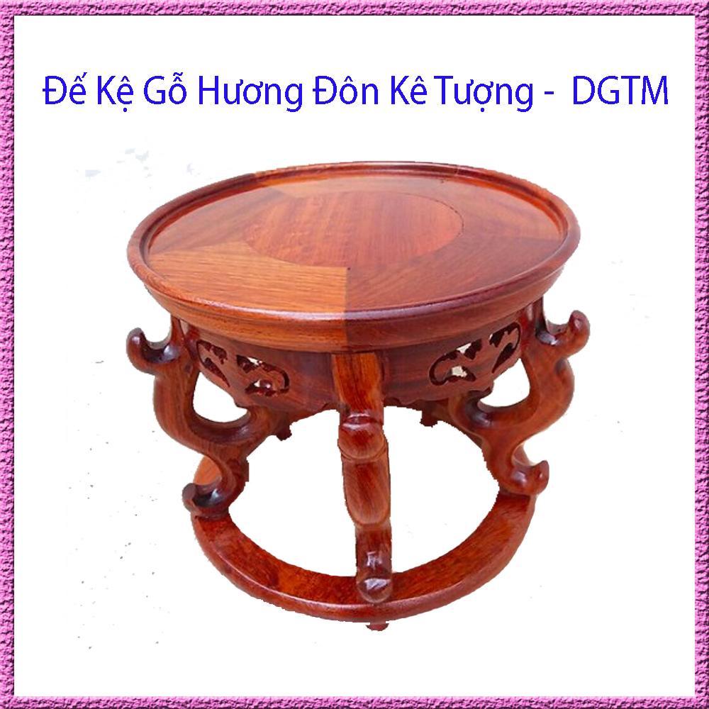 Đôn tròn chân cong , Đế kê Tượng - Bình bông - chậu cảnh gỗ hương KT 22x22x18