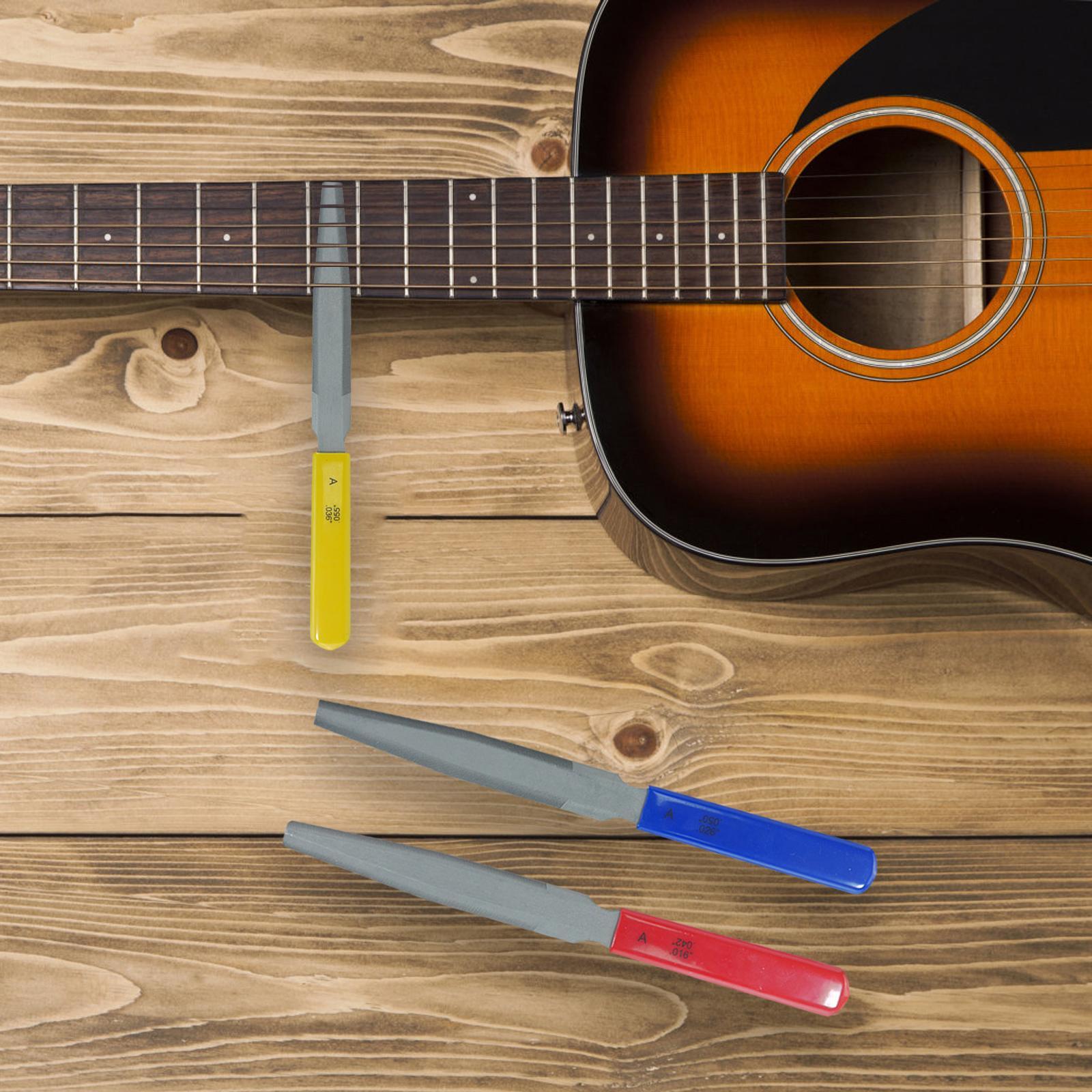 3 Pieces Guitar Nut files Guitar Fret Crowning files for Ukulele Violin Bass