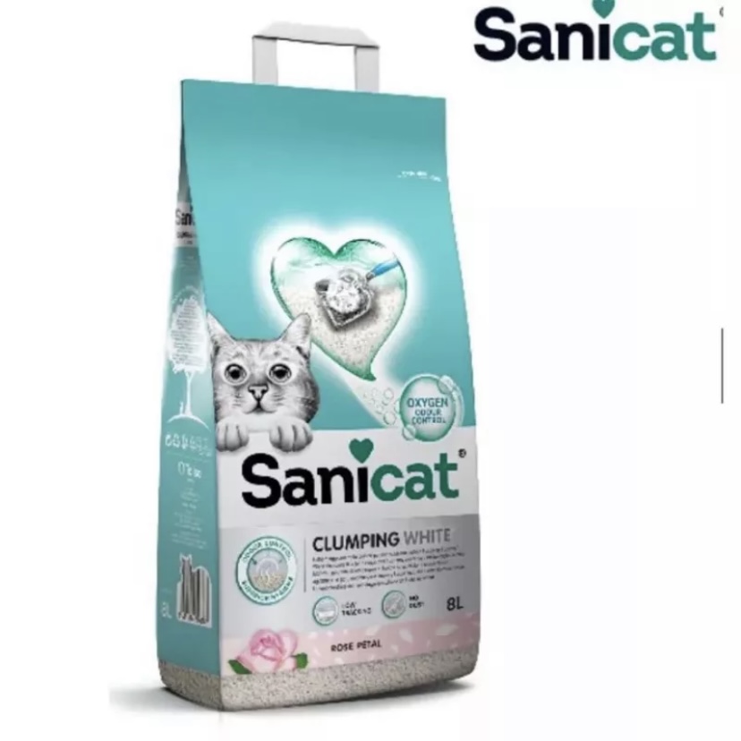 Cát vệ sinh cho mèo Sanicat Bentonite khử mùi siêu vón 8L/10L