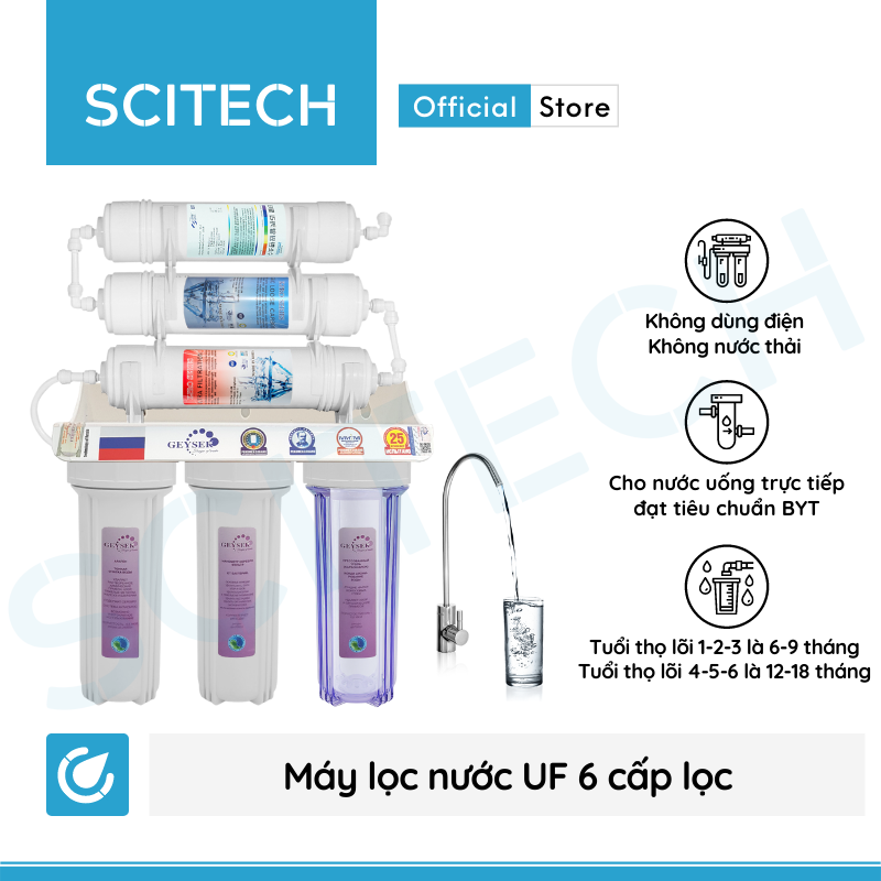 Máy lọc nước UF 6 cấp lọc by Scitech (Không dùng điện, không nước thải) - Hàng chính hãng