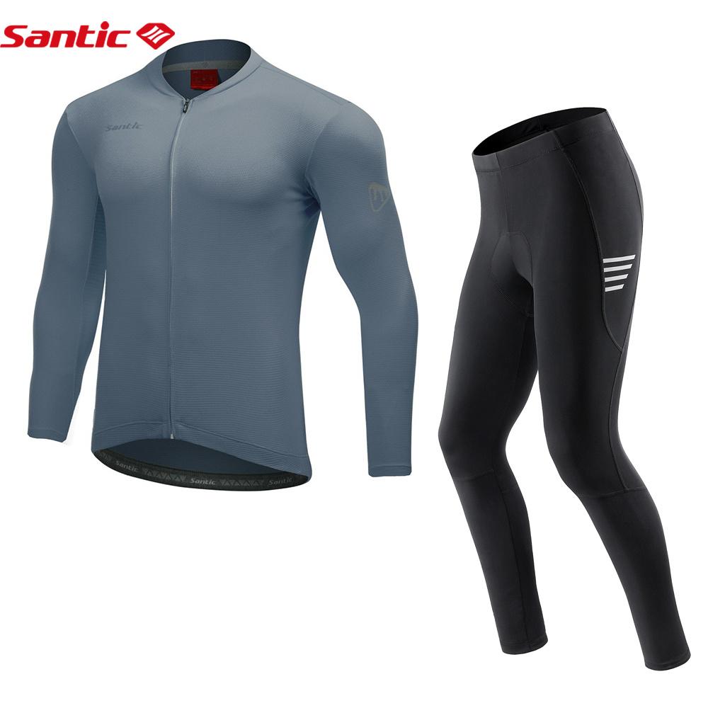 Santic Mùa Hè Đi Xe Đạp Bộ Quần Tây Dài Tay Xe Đạp Áo Quần Phù Hợp Với Đi Xe Đạp Quần Áo Color: White Size: 3XL-Asian size
