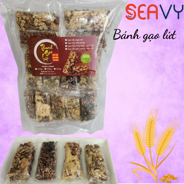 Đặc Sản Nha Trang - Bánh Gạo Lứt 4 Vị Chà Bông, Siêu Hạt, Yến Mạch Seavy Gói 300G