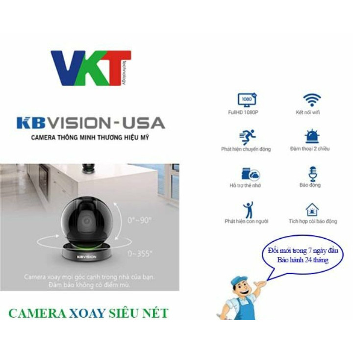 Camera IP Wifi 2.0MP KBONE KN-A23- HÀNG CHÍNH HÃNG