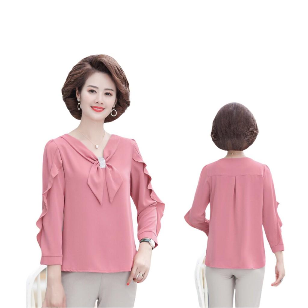áo kiểu viền bèo thắt nơ trung niên -(thoitrangbigsize05) nh15-121