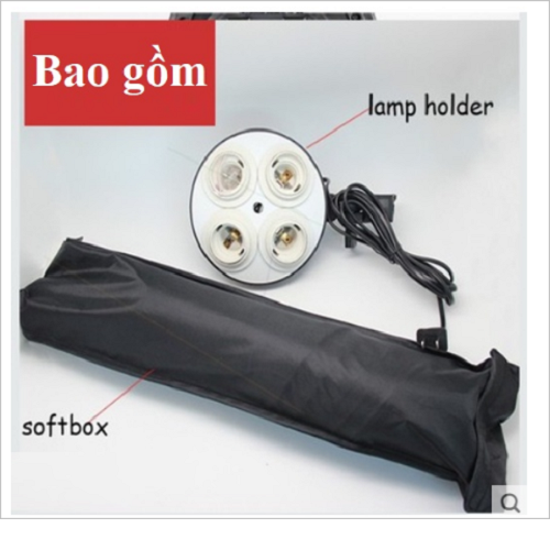 Softbox 50x70cm Đui 4 Bóng Xoáy E27, Phụ Kiện Studio, Đèn Softbox Chụp Ảnh Hàng Chính Hãng