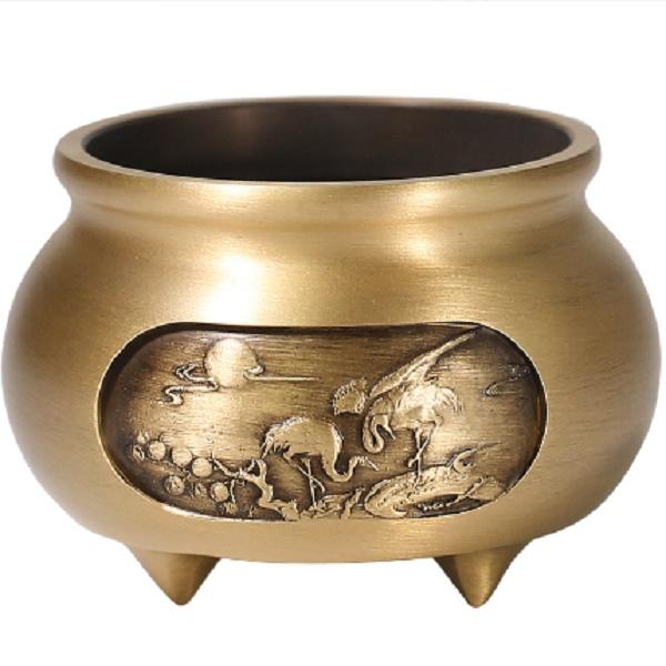 Lư hương Đồng tròn Mini 3 chân cắm nhang 5cm