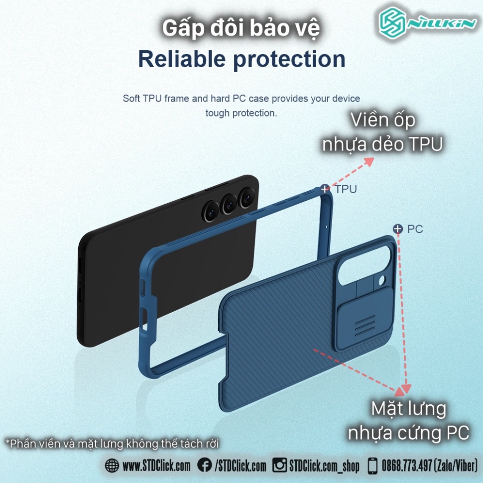 ỐP LƯNG DÀNH CHO ĐIỆN THOẠI SAMSUNG GALAXY S23 5G NILLKIN CAMSHIELD PRO BẢO VỆ CAMERA