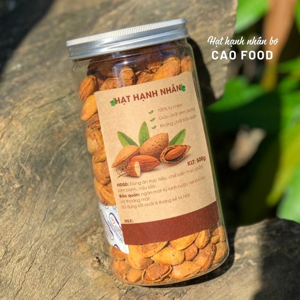 [500GR] Hạt hạnh nhân rang bơ vỏ mỏng CAO FOOD nhập khẩu chính ngạch từ Mỹ, hạt siêu thơm giòn và dinh dưỡng