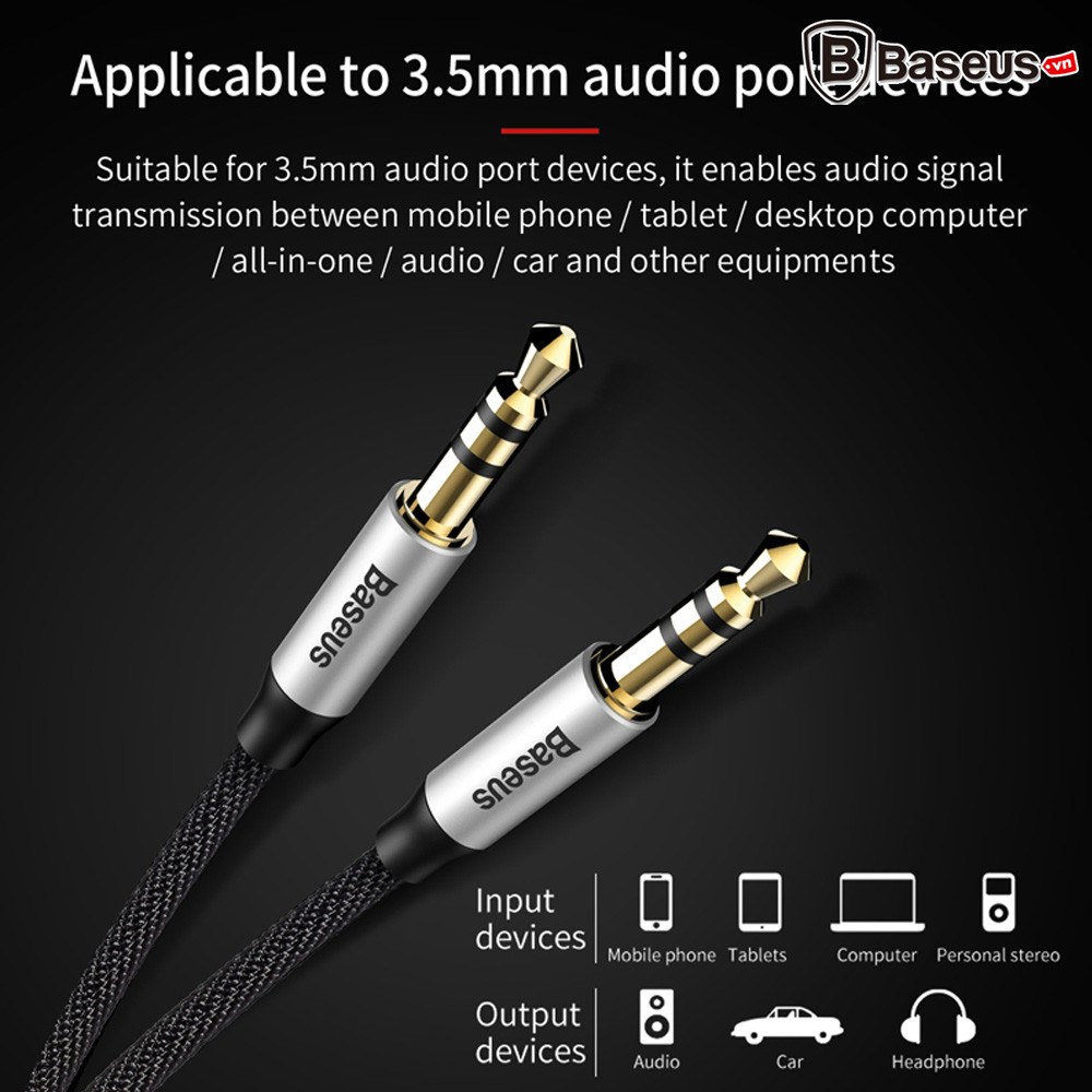 Dây cáp âm thanh chất lượng cao AUX Audio 3.5 Baseus M30 - hàng chính hãng