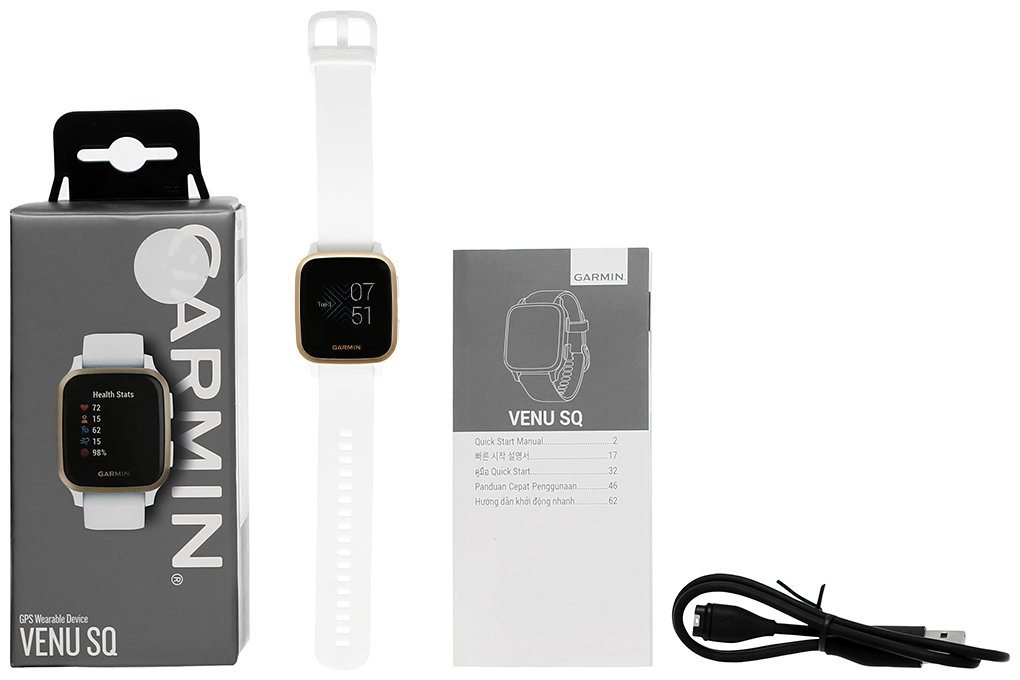 Đồng hồ thông minh Garmin Venu SQ dây silicone trắng - Hàng chính hãng