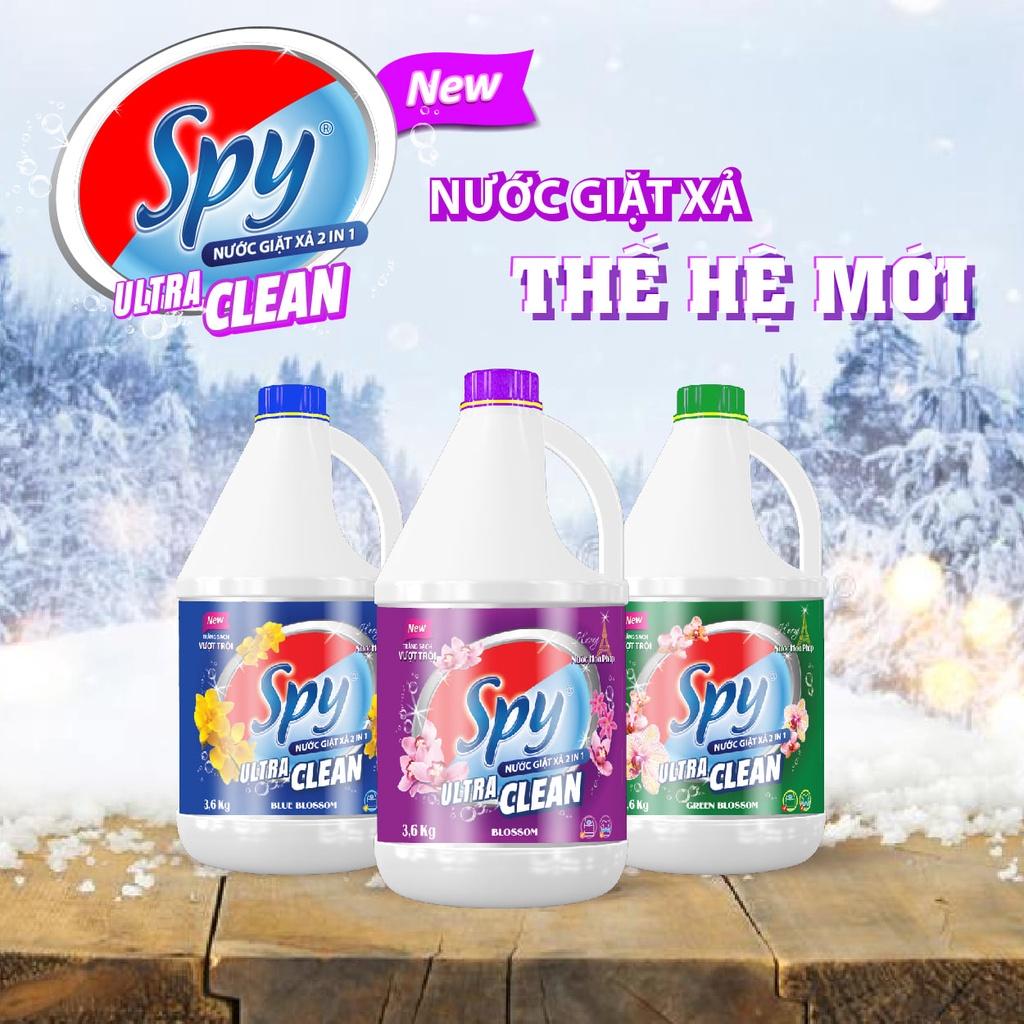 Nước giặt xả SPY 6 lít màu TÍM 2 trong 1 hương hoa Pháp ULTRA CLEAN trắng sạch vượt trội