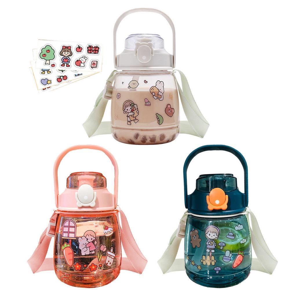 Trẻ Em Bình Tập Uống Mẫu Giáo Straw Cup Nhỏ Bé Trai Sáng Tạo Lớn Dung Tích Chai Nước Hoạt Hình Dễ Thương Di Động Trẻ Em