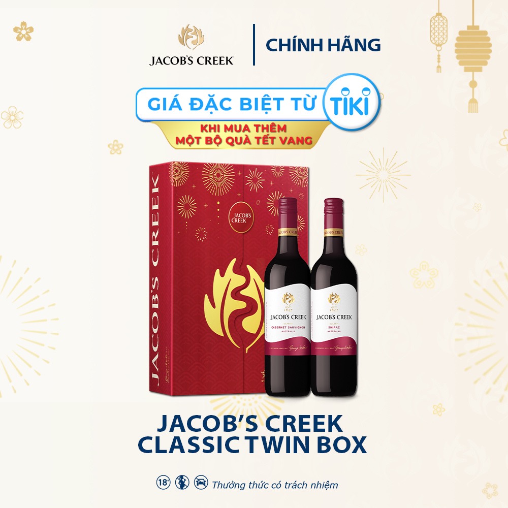 [Made in Australia] Bộ sản phẩm rượu vang đỏ Úc Jacob's Creek Classic TWIN Cabernet Sauvignon + Shiraz 750ml