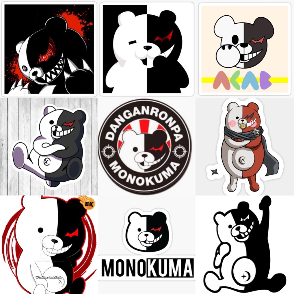 Sticker gấu Monokuma 30-60 ảnh khác nhau / hình dán Danganronpa monopuma