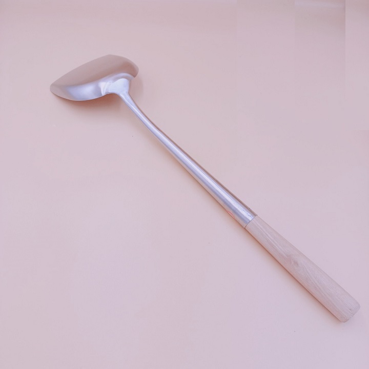 Xẻng lật chiên xào đồ ăn loại lớn inox 304 cán gỗ cao cấp