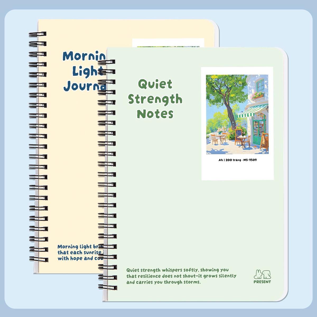 Sổ Lò Xo Bìa Bồi Present A7 - Kẻ Ngang - 200 Trang 70gsm - Hải Tiến 9530 (Mẫu Bìa Giao Ngẫu Nhiên)