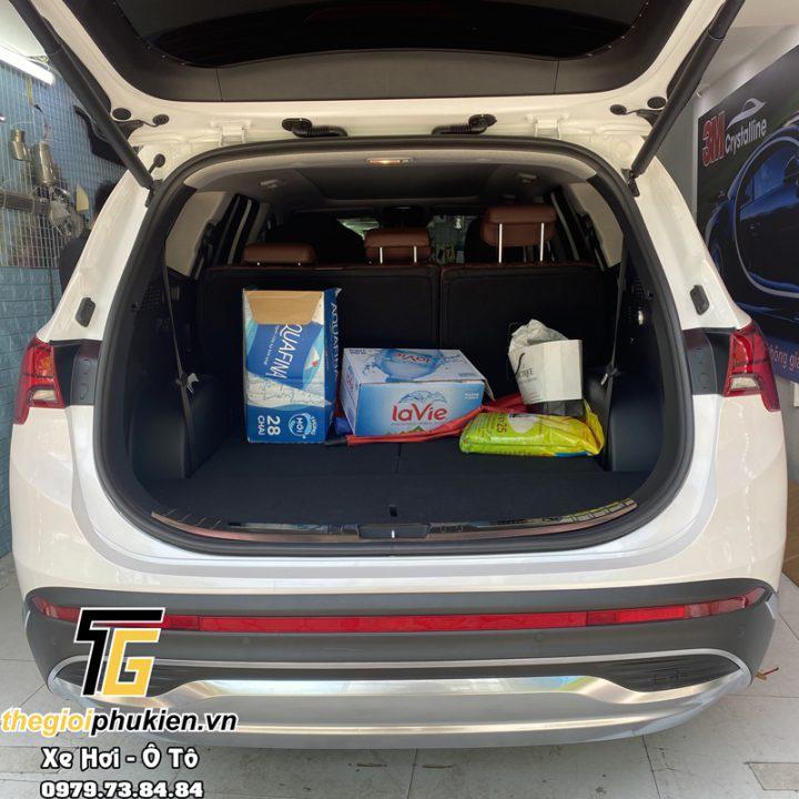 BỘ SẢN PHẨM Nẹp bước chân CẢ BỘ và ốp chống trầy cốp TRONG Hyundai Santafe 2021 - Mẫu Inox