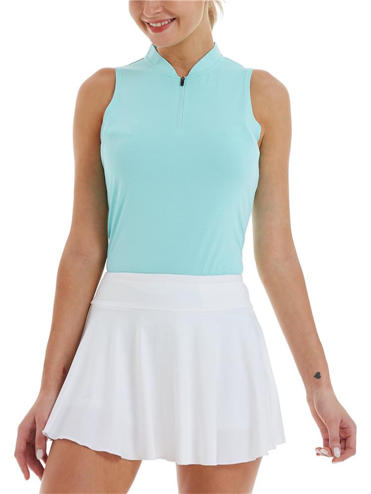 Tops đứng cổ áo mùa hè áo sơ mi polo cơ bản thể thao thông thường dễ dàng tập thể dục thể dục thể thao mặc áo phông golf chạy golf không tay Color: Red Size: XS