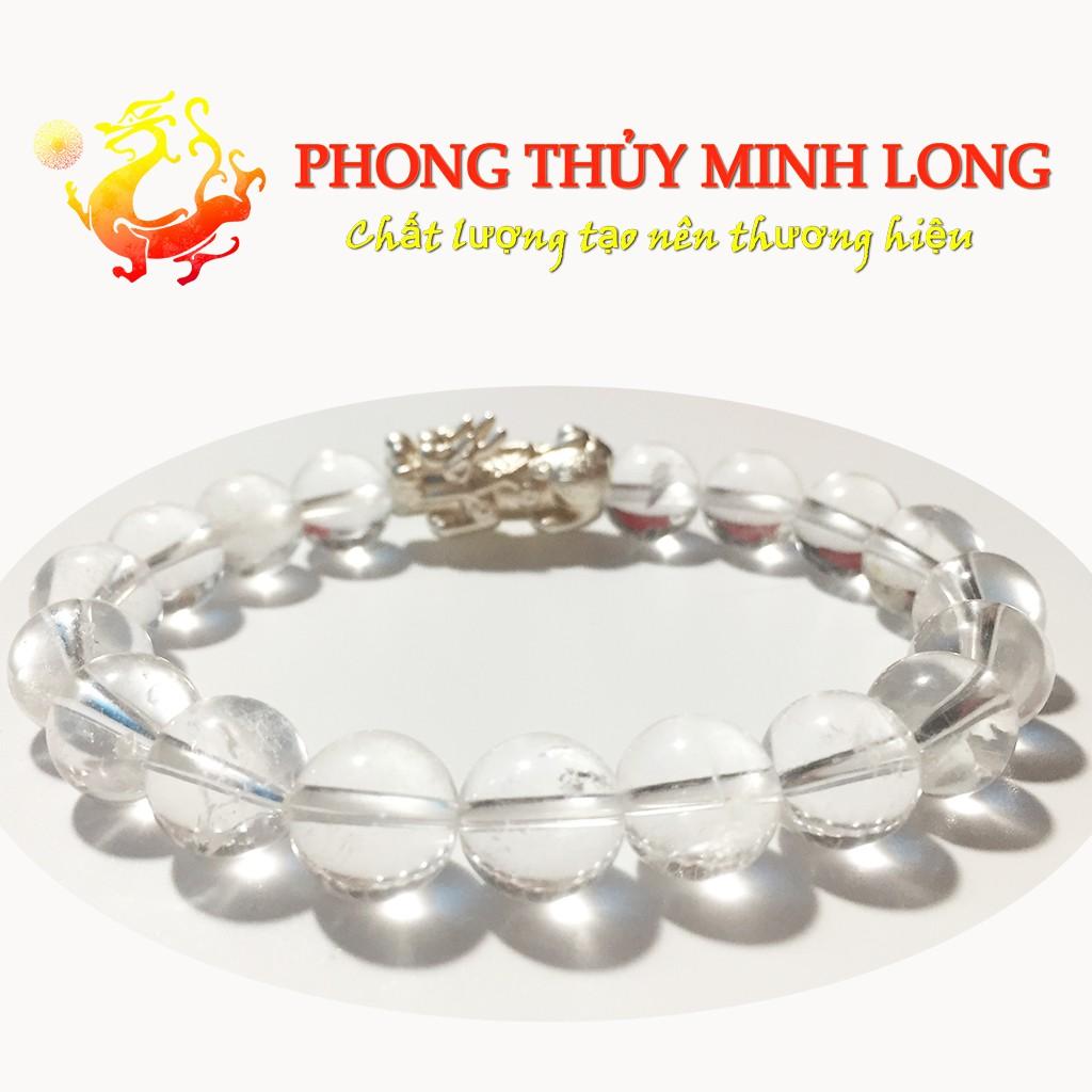 Vòng tay đá. thach anh Trắng chất lượng 5A mix Tỳ Hưu Bạc hợp mệnh Kim và Thủy