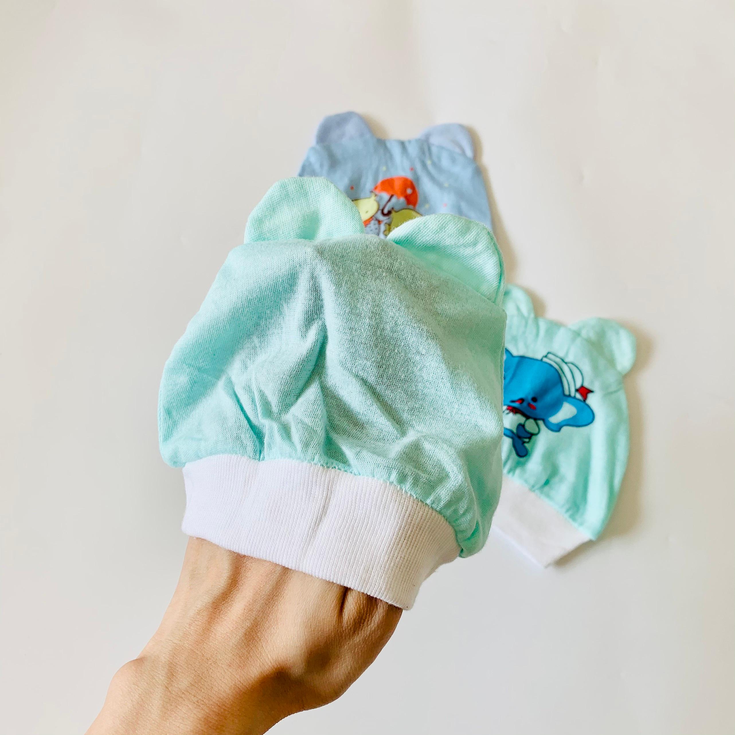 Mũ sơ sinh chất liệu cotton loại mỏng có tai hình thú cho bé từ 0-3 tháng tuổi